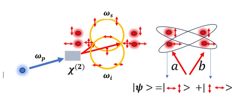 利用SPDC过程产生光子偏振纠缠(贝尔量子态)的示例